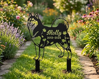Custom Husky Dog Memorial Garden Stake: Personalized Pet Loss Grave Marker Outdoor Decor