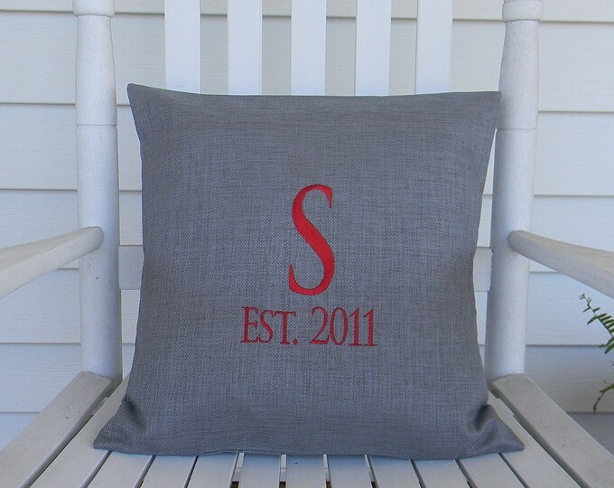 Monogrammed Outdoor Pillow Cover in Grey 16x16 Etsy
