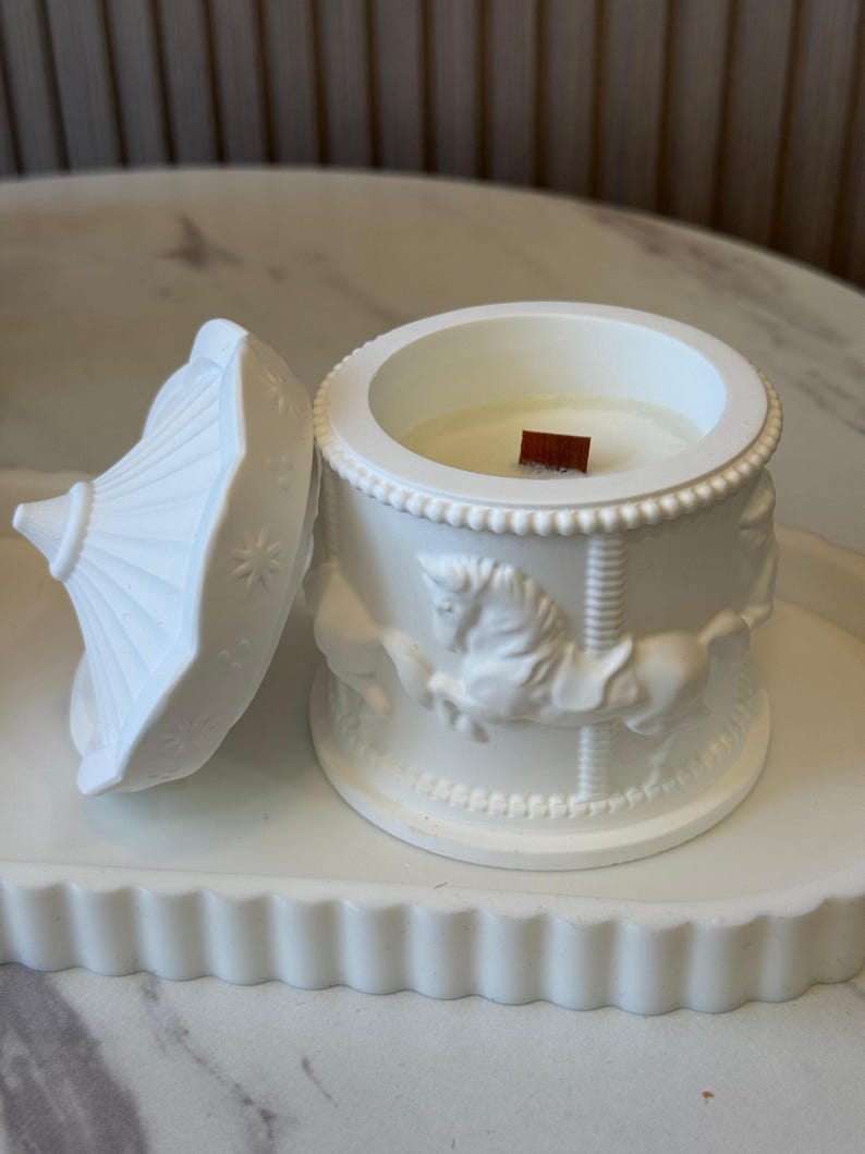 Handmade Carousel Candle: Vintage Jesmonite Jar Soy Wax Candle - Etsy