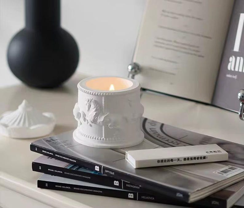 Handmade Carousel Candle: Vintage Jesmonite Jar Soy Wax Candle - Etsy