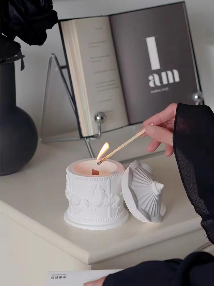 Handmade Carousel Candle: Vintage Jesmonite Jar Soy Wax Candle - Etsy