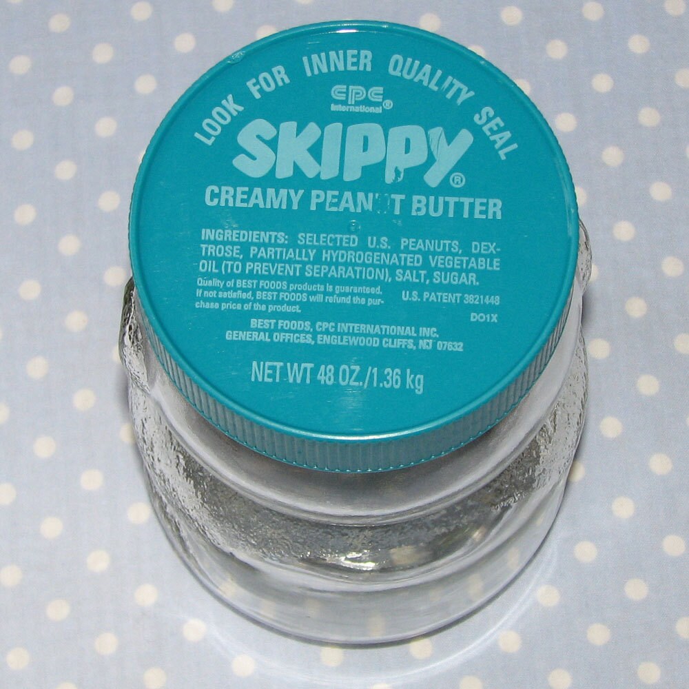 Vintage Skippy Peanut Butter Jar Glass Teddy Bear Etsy