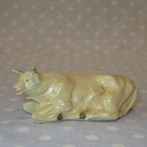 PRICE DROP Antique Toy Lead Cast Large Cow Bull Steer Cattle Cream Color
