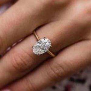 Oval Cut CZ Engagement Ring: Moissanite Hidden Halo, Sterling Silver