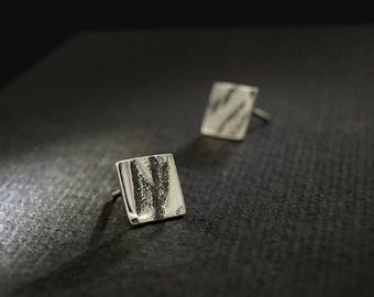 Minimalist Silver Stud Earrings, Oxidized Sterling Silver Handmade Jewelry