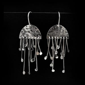 Raw modern earrings - boho earrings 925 silver - gift for her, earrings in oxidized organic silver Wabi Sabi