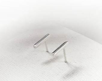 925 Silver Bar Stud Earrings: Modern Minimalist Jewelry for Women