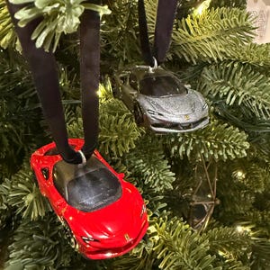 Ferrari SF90  Stradale Replica Car Christmas Ornament with Personalized Gift Box | Red Ferrari or Grey Ferrari Diecast Car Tree Ornament