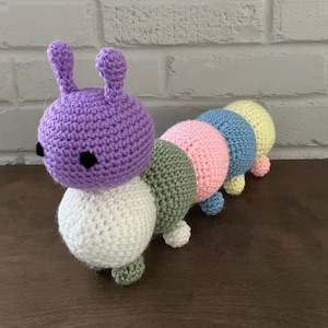 Crochet Stuffed Multi-Colored Caterpillar Plushie Toy/ Baby Gift/ Baby Shower Gift/ Birthday Gift/ Toy Caterpillar/ Nursery Decor