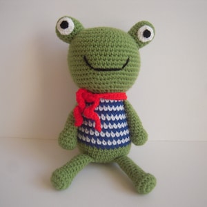 Crochet Stuffed Frog with Scarf: Handmade Nursery Decor