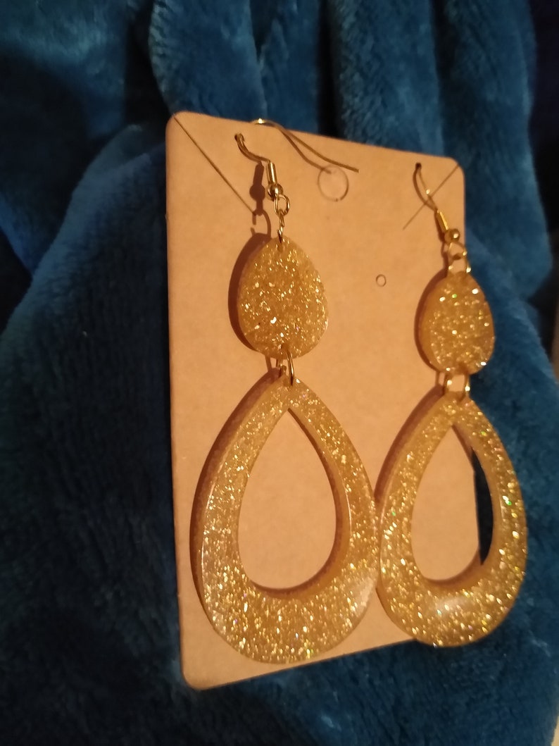 Golden Dangle Earrings image 1