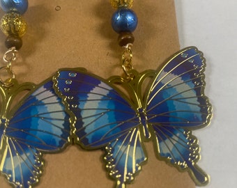 Blue Butterfly love Earrings