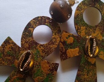 Ankh Camouflage Earrings