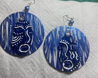 Blue White Queen Earrings