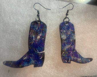 Galaxy Cowgirl Boot Earrings