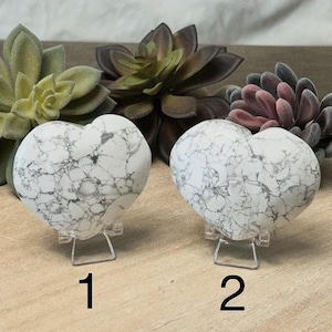 Natural Howlite Heart Crystal – White Stone with Gray Veining, 2-3 Inch, Choose Your Piece