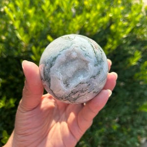 Druzy Moss Agate Crystal Sphere