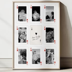 Custom Playing Cards Poster, Valentine's Gift, Anniversary Gift for Him, Printable Wall Art, Canva Editable, Couple DIY, Romantic Template