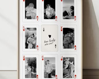 Custom Playing Cards Poster, Valentine's Gift, Anniversary Gift for Him, Printable Wall Art, Canva Editable, Couple DIY, Romantic Template