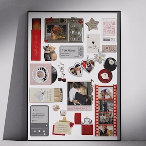 Pôster de Colagem de Caixa de Fósforos Personalizado Modelo Editável Canva Presente Romântico de Dia dos Namorados & Aniversário