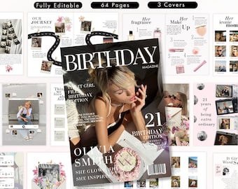 Birthday Magazine Template | Personalized Custom Birthday Gift For Best Friend | Editable Canva Magazine | Bestie or Sister Keepsake Gift