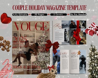 Holiday & New Year Couples Magazine Template | Personalized Christmas Gift | Custom Year-in-Review Gift for Him and Her