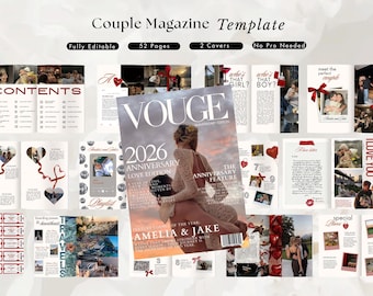 Personalized Couples Anniversary Magazine Template | Anniversary Gift for Him and Her | Custom Relationship Gift | Couple Gift | Canva DIY