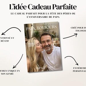 Modèle Canva de magazine pour papa, cadeau numérique à imprimer comprenant 52 pages et 4 couvertures élégantes. Idéal pour la Fête des Pères, anniversaire ou cadeau émotionnel. Entièrement personnalisable sur Canva Free : ajoutez vos photos, textes et souvenirs de famille. Créez un magazine unique et mémorable au style moderne et professionnel. Téléchargement instantané, parfait cadeau DIY pour papa ou beau-père.