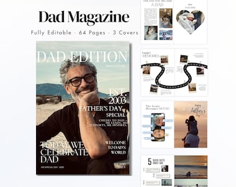 Personalized Magazine Template for Dad in Canva Custom Birthday Gift Editable Father’s Day Magazine for Him Best Birthday Gift for Dad