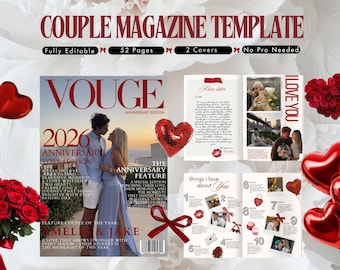 Personalized Couples Anniversary Magazine Template | Anniversary Gift for Him and Her | Custom Relationship Gift | Couple Gift