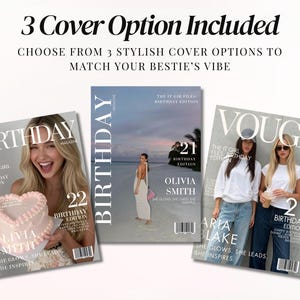 Birthday Vogue magazine Canva template for best friend, personalized aesthetic birthday keepsake with editable collage pages, luxury fashion magazine inspired birthday gift for sister or girlfriend, printable digital friendship memory book, trendy TikTok birthday newspaper design, customizable Canva scrapbook layout, modern girly birthday photo album, unique DIY birthday surprise for girls.