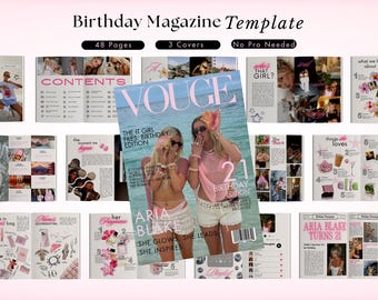 Birthday Magazine Template | Personalized Custom Birthday Gift For Best Friend | Vogue Style Magazine | Editable Gifts | Bestie Keepsake