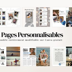 Cadeau imprimable pour papa : magazine personnalisé de 52 pages avec 4 couvertures incluses, entièrement modifiable sur Canva. Idéal pour la Fête des Pères, anniversaire ou cadeau sentimental. Créez un souvenir unique rempli de photos, messages, anecdotes et moments familiaux. Design élégant style magazine moderne. Facile à personnaliser même sans expérience. Téléchargement instantané, parfait cadeau DIY pour un père, beau-père ou nouveau papa.
