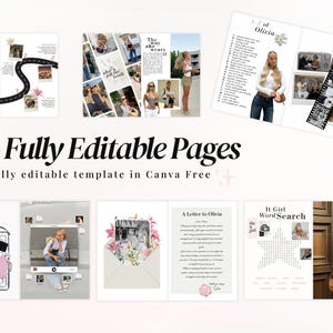 Luxury Vogue inspired birthday magazine template editable in Canva, personalized best friend birthday gift, aesthetic digital scrapbook and friendship memory book, trendy Pinterest photo collage layout, printable birthday newspaper style design for sister or girlfriend, customizable fashion magazine cover with editable text and photos, DIY birthday surprise idea, modern girly Canva birthday keepsake.