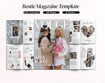 Birthday Magazine Template for a Friend, Canva Magazine Template, Gift for a Best Friend, Editable Birthday Keepsake