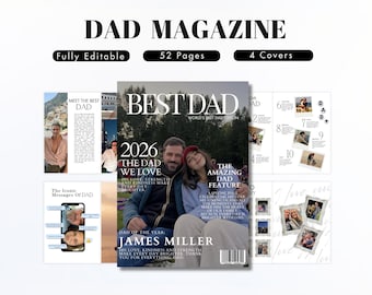 Personalized Dad Magazine Template - Canva Template - Custom Father’s Day Magazine - Unique Birthday Gift Idea for Dad - Digital Download