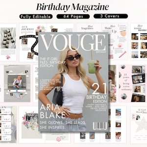 Custom Birthday Magazine Template – Vogue Style Keepsake (Canva Digital Download) Bestie or Sister Gift, Fully Editable Canva Template