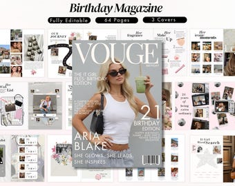 Custom Birthday Magazine Template – Vogue Style Keepsake (Canva Digital Download) Bestie or Sister Gift, Fully Editable Canva Template