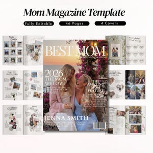 Magazine Fête des Mères à personnaliser Canva, cadeau maman personnalisé, magazine famille éditable, idée cadeau anniversaire maman