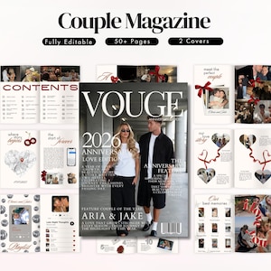 Personalized Couples Anniversary Magazine Template | Anniversary Gift for Him and Her | Custom Relationship Gift | Couple Gift