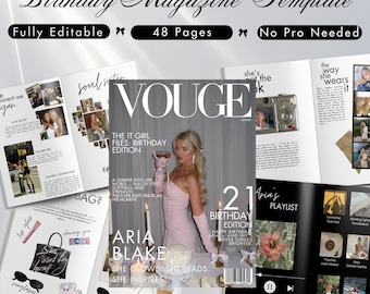 Birthday Magazine Template for a Friend, Canva Magazine Template, Gift for a Best Friend, Editable Birthday Keepsake