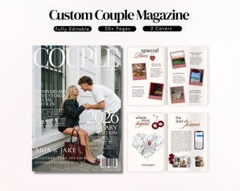 Couple Magazine Template | Anniversary, Engagement & Valentine’s Day |Canva Editable Gift |  Custom Gift for Him and Her | Relationship Gift