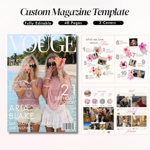 Modello di rivista di compleanno per la migliore amica, modello di rivista Canva, regalo per la migliore amica, ricordo di compleanno modificabile, regalo per la migliore amica o la sorella