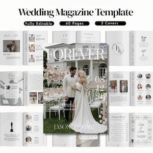 Plantilla de Revista de Boda, Programa de Boda Editable,Folleto de Boda, Revista de Boda Personalizada,Itinerario de Boda,Periódico de Boda