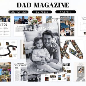 Father’s Day magazine template, DIY personalized printable, instant digital file, Canva Custom Birthday Gift, Magazine Template for Dad