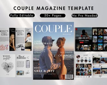 Personalized Couples Magazine Template | Anniversary Gift | Custom Gift for Him and Her | Relationship Gift | Couple Gift | Engagement Gift