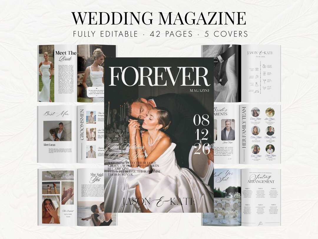 Wedding Magazine Template, Editable Wedding Programs, Wedding Booklet ...