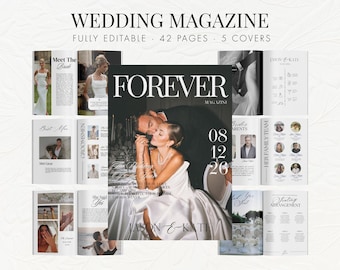 Wedding Magazine Template, Editable Wedding Programs, Wedding Booklet, Wedding Itinerary, Wedding Welcome Gifts, Custom Canva Template DIY