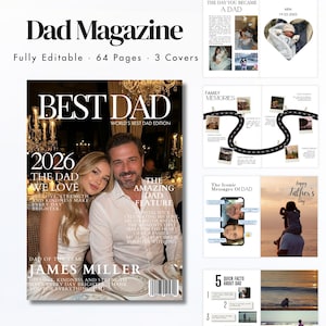 Personalized Magazine Template for Dad in Canva Custom Birthday Gift Editable Father’s Day Magazine for Him Best Birthday Gift for Dad