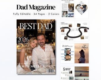 Personalized Magazine Template for Dad in Canva Custom Birthday Gift Editable Father’s Day Magazine for Him Best Birthday Gift for Dad